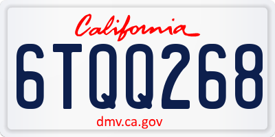 CA license plate 6TQQ268