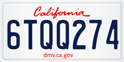 CA license plate 6TQQ274