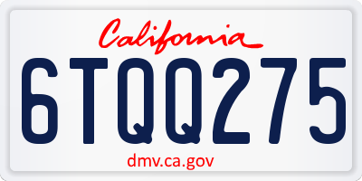 CA license plate 6TQQ275