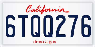 CA license plate 6TQQ276