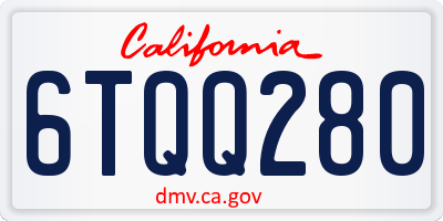 CA license plate 6TQQ280