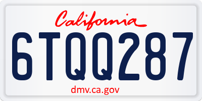 CA license plate 6TQQ287