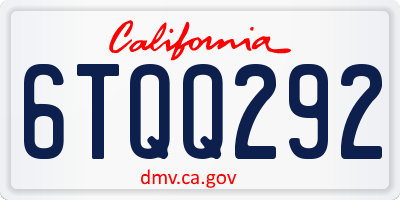 CA license plate 6TQQ292