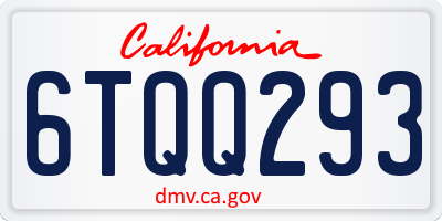 CA license plate 6TQQ293