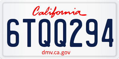 CA license plate 6TQQ294