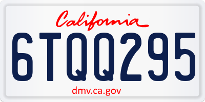 CA license plate 6TQQ295