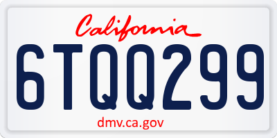 CA license plate 6TQQ299