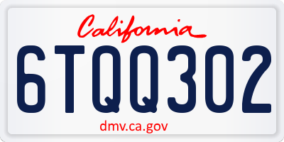 CA license plate 6TQQ302