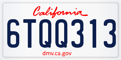 CA license plate 6TQQ313