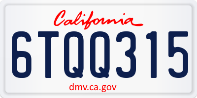 CA license plate 6TQQ315