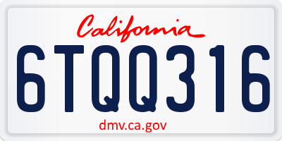 CA license plate 6TQQ316