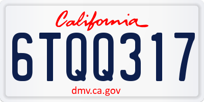 CA license plate 6TQQ317