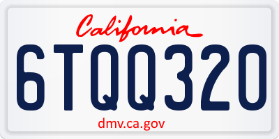 CA license plate 6TQQ320