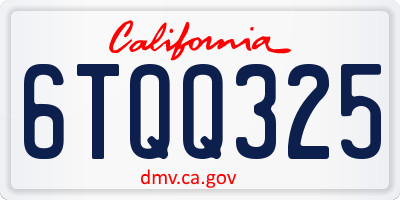 CA license plate 6TQQ325