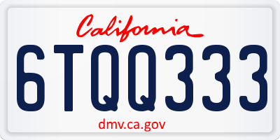 CA license plate 6TQQ333