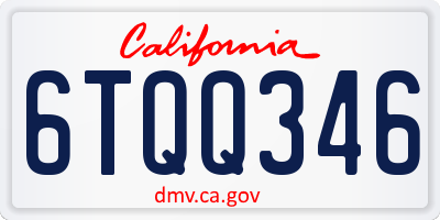 CA license plate 6TQQ346