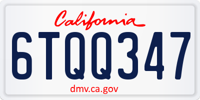 CA license plate 6TQQ347