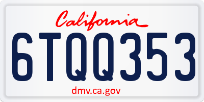 CA license plate 6TQQ353