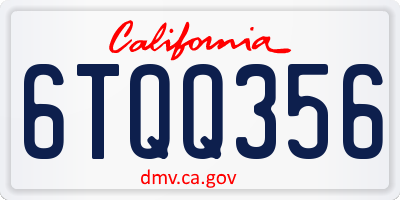 CA license plate 6TQQ356