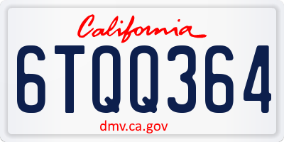 CA license plate 6TQQ364