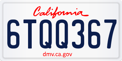 CA license plate 6TQQ367