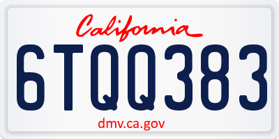 CA license plate 6TQQ383