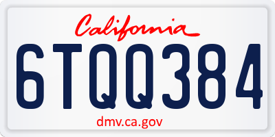 CA license plate 6TQQ384