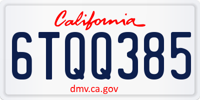 CA license plate 6TQQ385