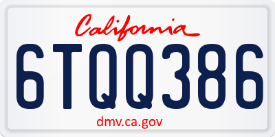 CA license plate 6TQQ386