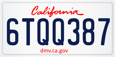 CA license plate 6TQQ387