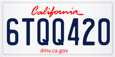 CA license plate 6TQQ420