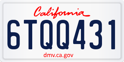 CA license plate 6TQQ431