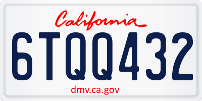 CA license plate 6TQQ432
