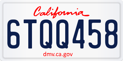 CA license plate 6TQQ458