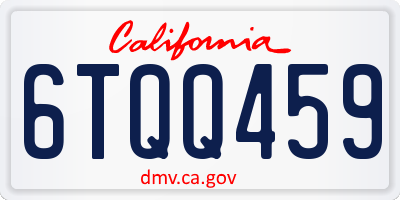 CA license plate 6TQQ459