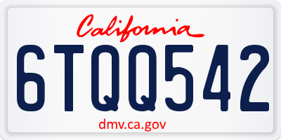 CA license plate 6TQQ542