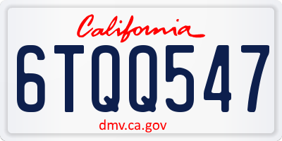 CA license plate 6TQQ547