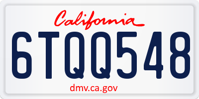 CA license plate 6TQQ548