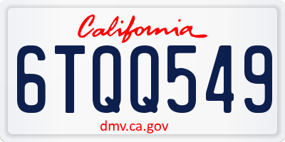 CA license plate 6TQQ549