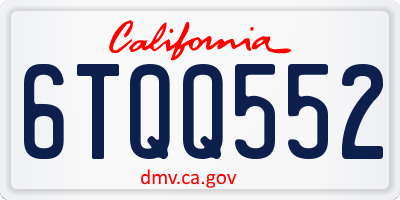 CA license plate 6TQQ552