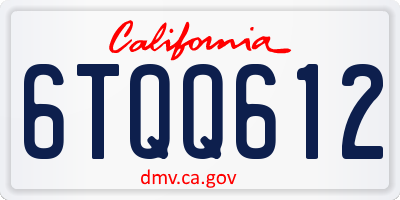 CA license plate 6TQQ612