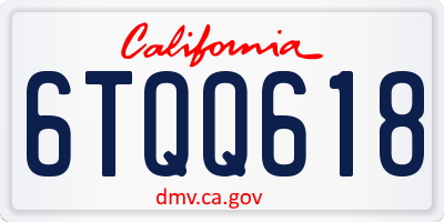 CA license plate 6TQQ618