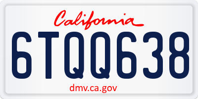 CA license plate 6TQQ638