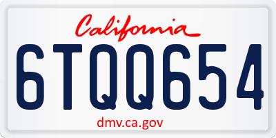 CA license plate 6TQQ654