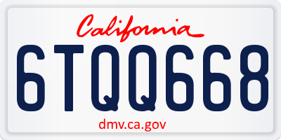 CA license plate 6TQQ668
