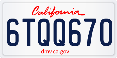 CA license plate 6TQQ670