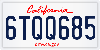 CA license plate 6TQQ685