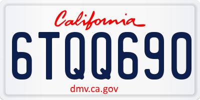 CA license plate 6TQQ690