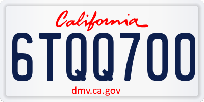 CA license plate 6TQQ700