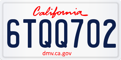 CA license plate 6TQQ702